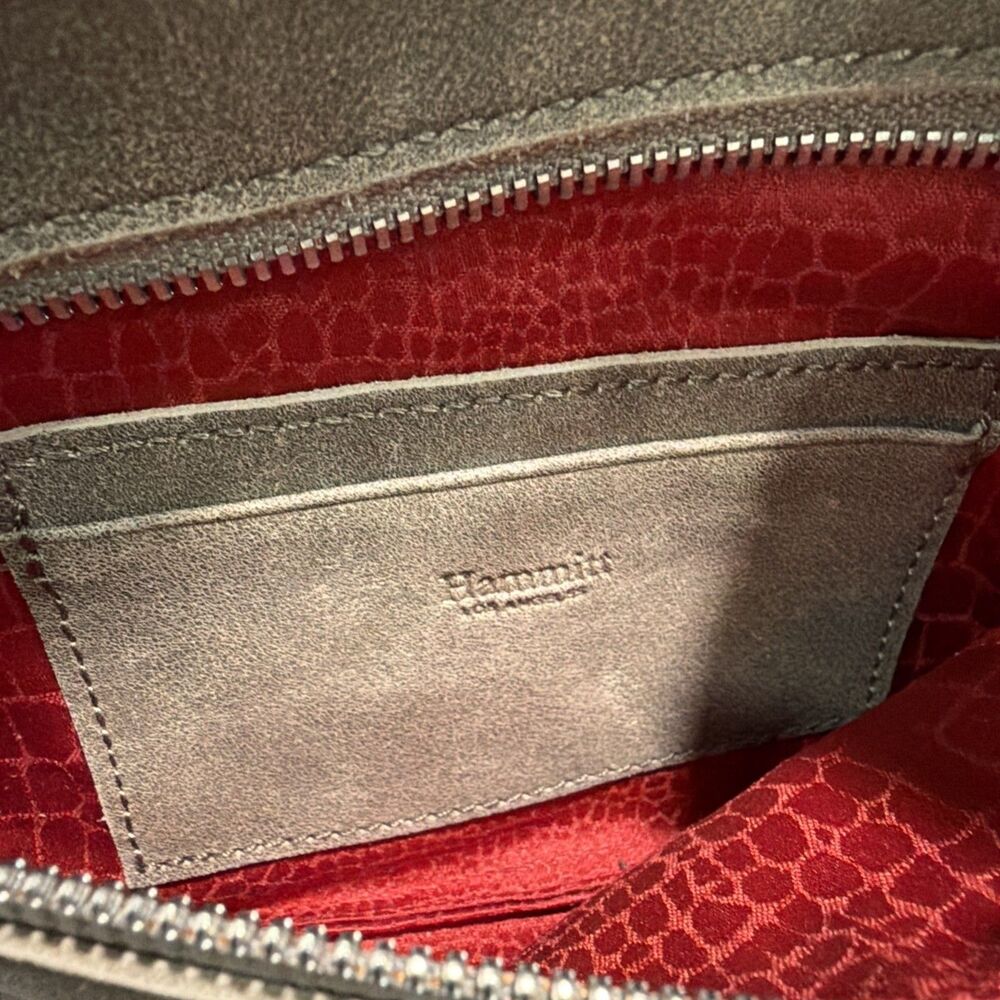 Hammitt Nash Small Crossbody Bag Pewter Leather Clutch Wristlet Gray Silver - Picture 6 of 10